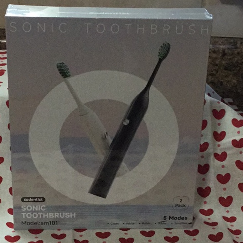 #500 Sonic Electric Toothbrush p2 Pack Black & White IOP NWOT